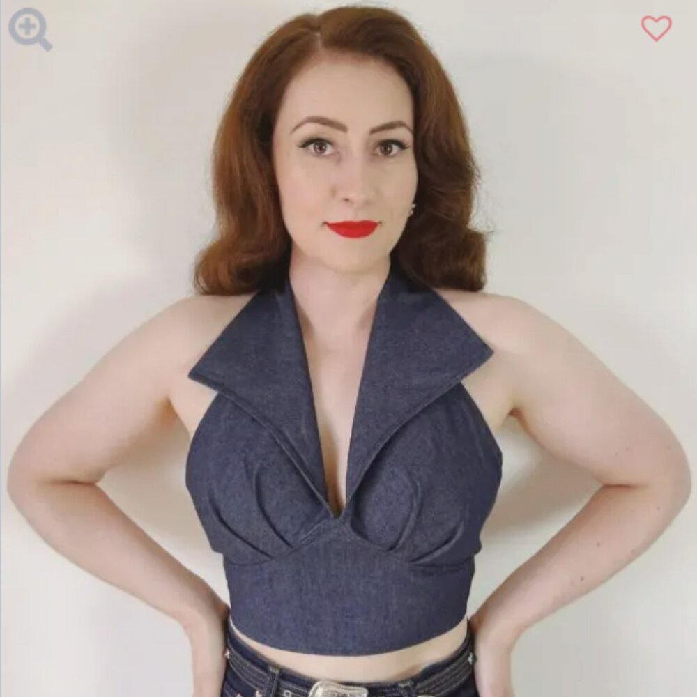 Freddies of Pinewood Denim Halter Top – Size 12 -- New Without Tags